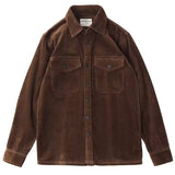 High Quality plus Size Workwear Shirt Men's Long Sleeve American Retro Brown Casual Cotton Corduroy Jacket Men