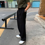 Joior men’s outfits Draping Suit Pants Men's Summer Korean Style Trendy Casual Pants Straight Loose Suit Long Pants