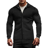 Casual Men's Twill Lapel Long-Sleeved Shirt Coat Autumn Men's Single-Breasted Solid Color Jacket