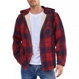 fall outfits men Men's Flannel Jacket New Long Sleeve Hooded Fleece-lined Warm Casual Men's Jacket