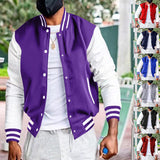 Baseball Uniform Men's Flight Jacket Autumn and Winter Fleece Classic Loose Casual Flat Machine Stand Collar Button Baseball Uniform