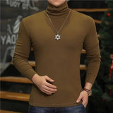 Joior Fashion Men's Turtleneck T-Shirts Casual Autumn Winter High Collar New Slim Long Sleeve Stretch Model Undershirt Plus Size Tees