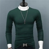 Joior Luxury Men's Casual Full Sleeve T-Shirt Autumn O-Neck Modal Base Shirt Slim Fit Solid Color Thin Korean Style Tee Undershirt Man