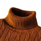 Joior turtleneck outfit men Men's High Neck Sweater Solid Color Pullover Knitted Warm Casual Turtleneck  Mens  Knitted Sweater