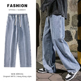 Joior New Korean Fashion Loose Jeans Classic Straight Straight Baggy Wide Leg Trousers Street Hip Hop Pants 3XL Black Grey Blue