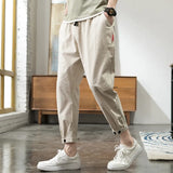 Joior Summer Men's Casual Pants Cotton Linen Trousers  Breathable Loose Shorts Straight Pants Streetwear