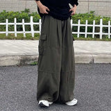 Joior Trendy Cargo Pants Four Seasons Men Pants Elastic Waist Drawcord Leg Opening Pants  Streetwear