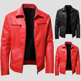 Joior Men Quality Casual PU Leather Coat.Red Slim Rider Style Leather Jacket Popular Young Leather Jackets