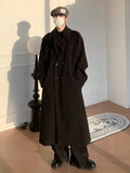 Joior Autumn Winter Long Oversized Windproof Black Warm Woolen Coat Men Sashes Double Breasted Wool Blends Overcoat