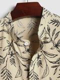 Joior Cotton and Linen Textured Shirts for Men Plant Leaves Pattern Short Sleeves Vacation Shirt Summer Streetwear Tops