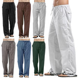 Mens Linen Wide Pants Korean Trousers Oversize Sports Streetwear Male Spring Yoga Pants Casual Men Clothing Sweatpants