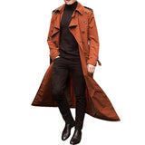 Joior Men's Windbreaker Spring Autumn Long-Slevee Extra Long Trench Coat Classic Trend Double Breasted Solid Color Temperament Trench