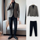 Joior fashion suits for men 2 Piece Outfit Set Man Blazer Business Big Size Full Suit for Men Grey Luxury Ceremony Classic Elegant High Quality Jackets