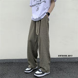 Joior Summer/Autumn Plaid Pants Men Loose Casual Straight Trousers for Male/Female Harajuku Hip-hop Streetwear Wide-leg Mopping Pants