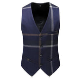 Joior Men Plaid 3 Piece Suit Set Blazer Vest Pants British Style Slim Double Breasted Wedding Dress Jacket Coat Trousers Waistcoat