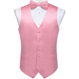 Joior Burgundy Red Solid Silk Men Suit Vest Pre-tied Bow Tie Set Wedding Party Formal Tuxedo Male Blazer Waistcoat Business Party Vest