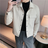 Joior Autumn Winter New Woolen Jacket Men's Korean Slim Fit Lapel Short Casual Jacket Streetwear Business Social Overcoat Coat 3XL-M