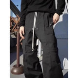 Joior Baggy Black Cargo Pants Women Wide Leg Casual High Street Drawstring Trousers Men Goth Grunge America Style Pantalones