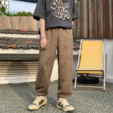 Joior 3 Color Plaid Pants Men Fashion Retro Casual Wide Leg Pants Mens Japanese Streetwear Loose Hip Hop Straight Pants Mens Trousers