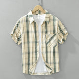 Joior Fashion Plaid Short Sleeve Shirts for Men 2024 Summer New Plus Size Casual Loose Cotton Shirts