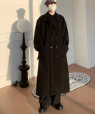 Joior Autumn Winter Long Oversized Windproof Black Warm Woolen Coat Men Sashes Double Breasted Wool Blends Overcoat