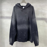 Joior Street Wear Speckled Ink Rubbed Hooded Hoodies Fashion Sense Distressed Winter Coat Men's and Women's Baggy Washing Clothes