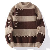 Joior FALL OUTFIT MEN High Street Patch Knitted Sweater 2024 Trendy High Street Autumn/Winter Warm Men's Top Hip Hop Street Clothing Fishing Sports