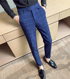 Joior New Boutique Classic Plaid and Striped Fashion Men's Casual Business Slim Suit Pants Groom Wedding Dress Trousers Party