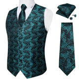 Joior Black Paisley Blue Suit Vest Neck Tie Set Pocket Square Cufflinks Men's Wedding Waistcoat Luxury Tuxedo Vests Men Gilet