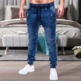 Joior Men's Outdoor Summer Riding Jeans Motorpoof Jeans Skinny Jeans Fashion Pockets Denim Pencil Pants Ankle Tied Denim Trousers