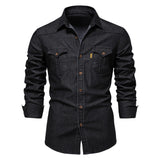 Denim Shirt Men Long Sleeve Quality Cowboy Shirts for Men Casual Slim Fit Mens Designer Clothing