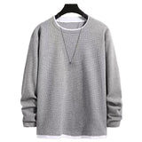 Joior Autumn Men's Round Neck T-Shirts Fashion Fake-two Pieces Street Long Sleeve T-shirt Sports Athletic Pullover Blouse Tops For Man