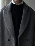 Joior Autumn Winter Loose Casual Grey Black Soft Warm Woolen Cocoon Coat Men Lapel Double Breasted Korean Fashion