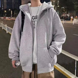 Joior Hoodies Men Autumn Fleece Casual Zip-up Hooded Fashion All-match Jogges Solid Outwear Korean Style Clothing M-4XL Oversize Male