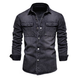 Joior 100% Cotton Denim Shirts Men Casual Solid Color Thick Long Sleeve Shirt for Men Spring High Quality Jeans Male Shirt