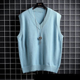 Joior Autumn and Winter Sweater Vest, White Loose Solid Color Thin Waistcoat Casual Waistcoat