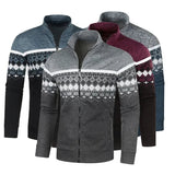 Joior Men's Retro Jacquard Knit Cardigan Fashion Warm Zipper Pullover Casual Slim Collar Sweater Coat Men Outwear Street Wear S-3XL