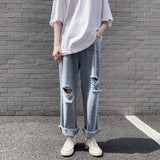 Joior Spring and Summer New Men's Torn Jeans Street Hip-hop Loose Wide Leg Pants Thin Fur Pants Brand Men's Clothing Ripped