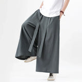 Joior Harajuku Linen Cotton Linen Pants Man Japanese Kimono Pants Male Streetwear Summer Retro Wide-Leg Trousers