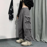 Joior Spring Summer Fashion Cargo Pants Men Solid Color Elastic Waist Wide Leg Casual Men's Pants Oversize Baggy Pants For Women