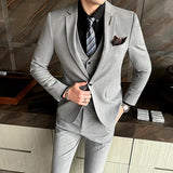 Joior 3 Pcs Set Blazers Jacket Pants Vest / Fashion Men's Casual Boutique Business Striped Groom Wedding Suit Trousers Waistcoat