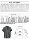 Joior Cotton Shirts for Men Solid Linen Textured Streetwear Blouses Summer Short-sleeves Shirts Casual Tops with Front Pocket