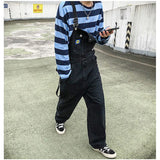 Joior Overalls Men Denim Jumpsuit Straight Jeans Hip Hop Big Pocket Wide Leg Cargo Pants Fashion Casual Loose Male's Rompers Trousers