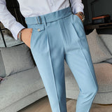 Joior British Style Autumn New Solid High Waist Trousers Men Formal Pants High Quality Slim Fit Business Casual Suit Pants Hommes