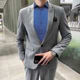 Joior 3 Pcs Set Blazers Jacket Pants Vest / Fashion Men's Casual Boutique Business Striped Groom Wedding Suit Trousers Waistcoat