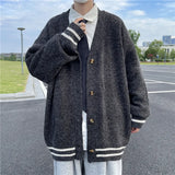 Joior British Retro Cardigan Sweater New Korean Harajuku Academic Knitted Sweater Pullover Hip Hop Streetwear Loose Knitwear Tops