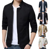 Joior Casual Men Blazer Spring Autumn Stylish Business Casual Jacket Solid Color Stand Collar Zipper Pockets Thin Slim Blazer Coat