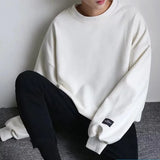 Joior Autumn and Winter Men's Long-Sleeved Crewneck Pullover Sweatshirt Solid Color Loose New Plush British College Style Undershirt