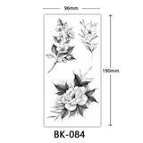 Joior Black Flower Tattoo Sketch Tattoo Sticker  Rose Blossom Tattoo Temporary Waterproof