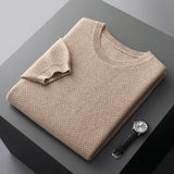 Joior 100% Pure Wool T-Shirt Men's Round Neck Pullover Short Sleeve Autumn Winter New Honeycomb Stitch Vest Casual Sweater